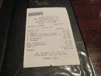 Ponty Bistro Bills
